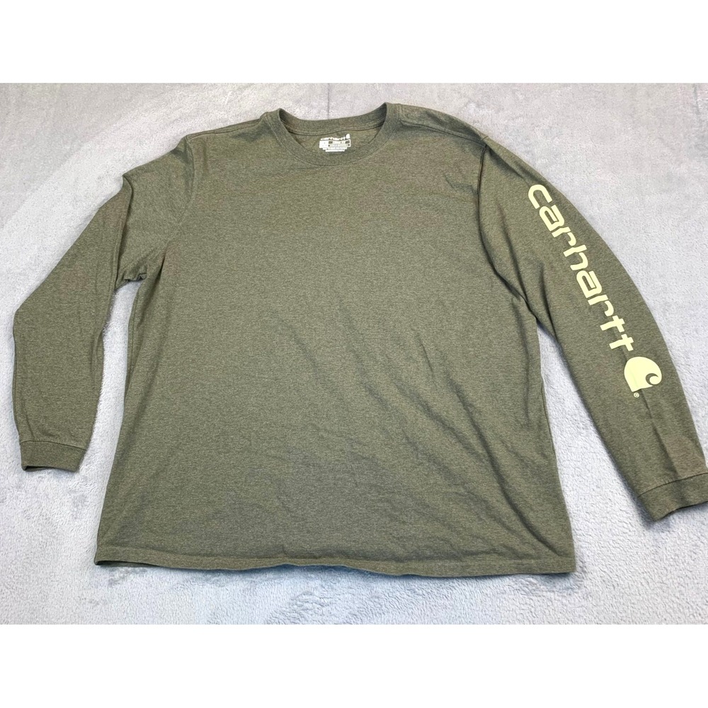Carhartt Women's Long Sleeve Logo‎ Shirt 1X Plus 16W-18W Loose Fit Green